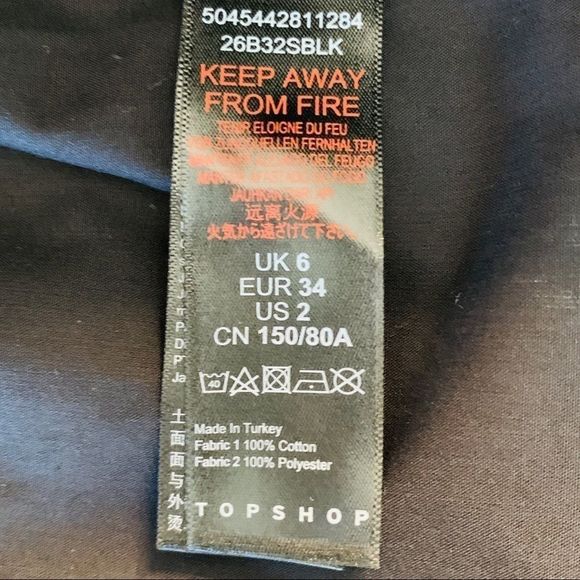 Topshop Babydoll Pouf sleeve peplum blouse black 2P Square Neck Top 8989 - Picture 11 of 12